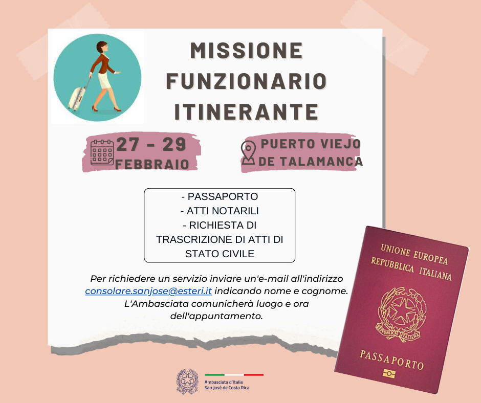 missione funzionario itinerante 27-29 febbraio