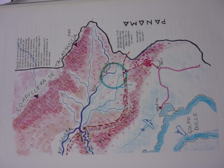 Mappa della regione di Coto Brus all’epoca della colonizzazione